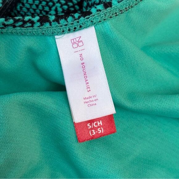 No Boundaries Green Snake Print Halter Swimsuit - Picture 5 of 7